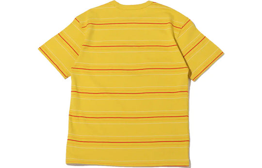 Men's Nike Logo Micro Mark Stripe Round Neck Short Sleeve Yellow T-Shirt DQ1117-709