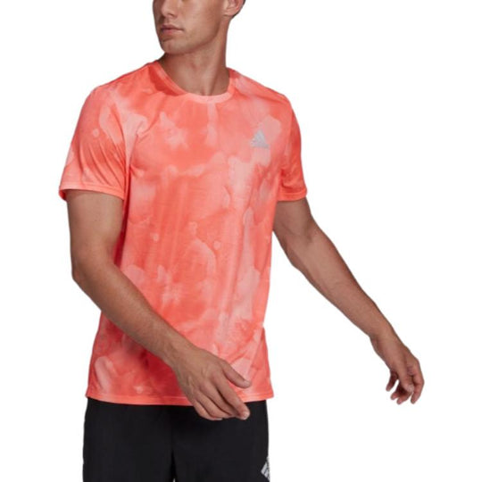 Men's adidas Tie Dye Printing Reflective Strip Pullover Short Sleeve Japanese Version Red T-Shirt H58569