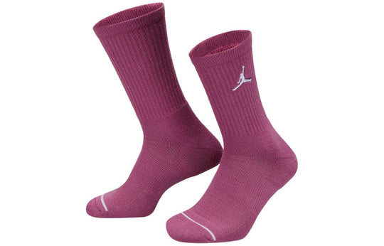 Air Jordan Solid Color Logo Basketball Casual Breathable Sports Socks 3 Pairs Purple / Brown / Orange SX5545-500