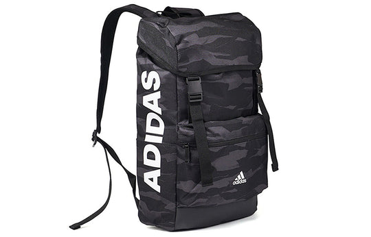 adidas Camouflage Splicing Full Print Athleisure Casual Sports Series Backpack Large Capacity Outdoor Travel Black DW4287