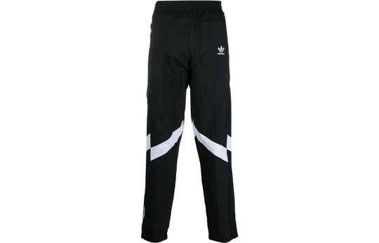 Men's adidas originals FW22 Rekive Printing Logo Stripe Drawstring Straight Sports Pants/Trousers/Joggers Black HK7325