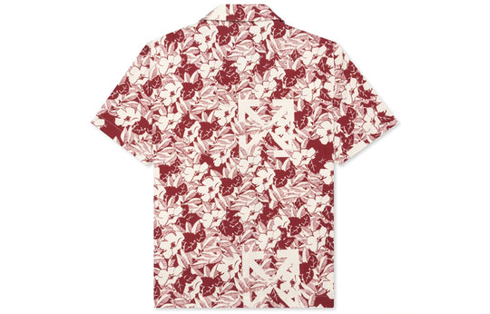 Men's OFF-WHITE C/O VIRGIL ABLOH Flowers Short Sleeve Red Shirt OMGA103S20H880349920 Shirt - KICKSCREW