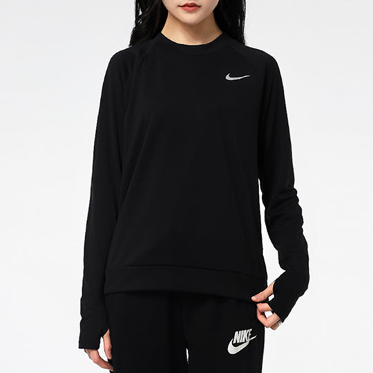 (WMNS) Nike Casual Sports Long Sleeves Round Neck Black Hoodie CU3271-010
