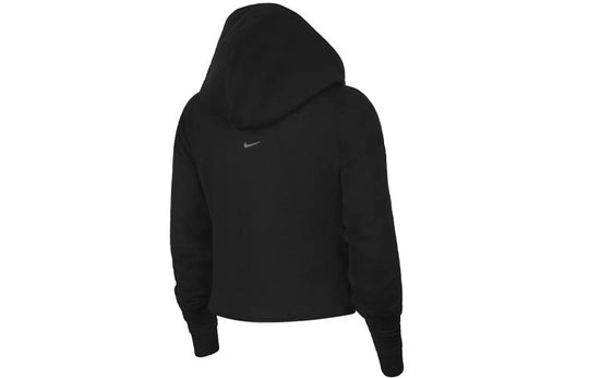 Nike Yoga Luxe Solid Color Short Long Sleeves Hoodie Black DM6982-010