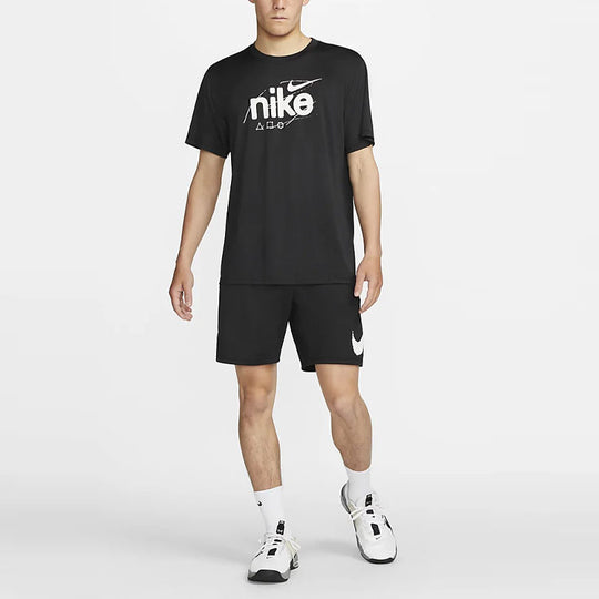 Men's Nike Printing Logo Knit Training Shorts Black DQ4813-010-KICKS CREW