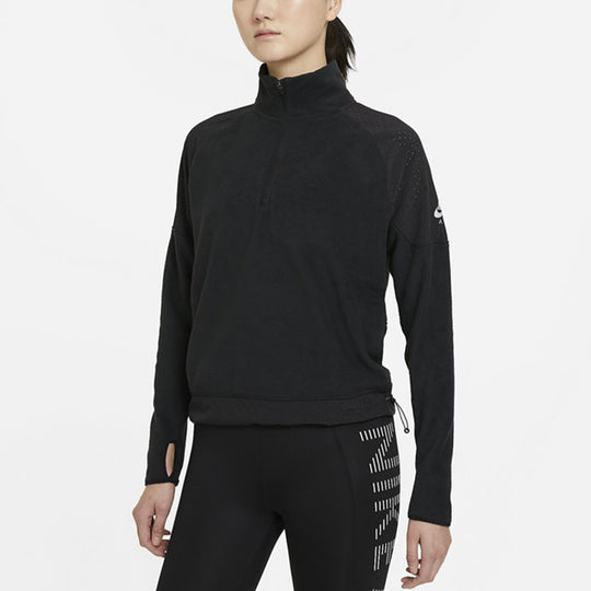 (WMNS) Nike Training Sports Cardigan Fleece Lined Stand Collar Black Hoodie CZ9147-010