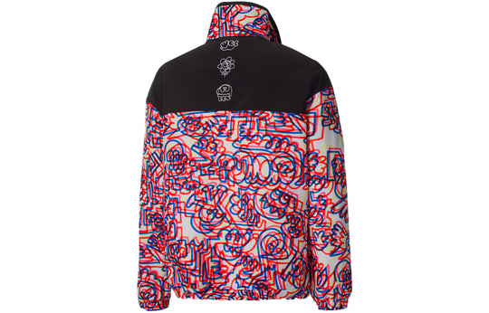 PUMA x Mr Doodle Crossover Graffiti Printing Contrasting Colors Cardigan Stand Collar Jacket Red 530648-02