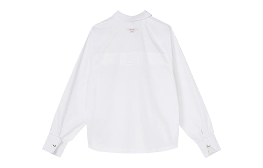 (WMNS) Nike Nsw Icn Clsh Wvn Ls Top Casual Sports Breathable Long Sleeves Autumn White Shirt DD5051-100