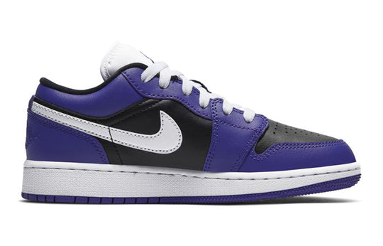 (GS) Air Jordan 1 Low 'Black Court Purple' 553560-501 Big Kids Basketball Shoes  -  KICKS CREW