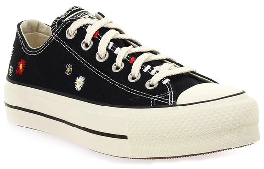 (WMNS) Converse Chuck Taylor All Star Lift Low 'Daisy Embroidery - Black' 567994C
