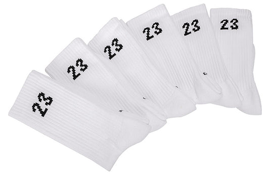 Air Jordan Solid Color Numeric Athleisure Casual Sports Socks Couple Style 6 White DH4287-100