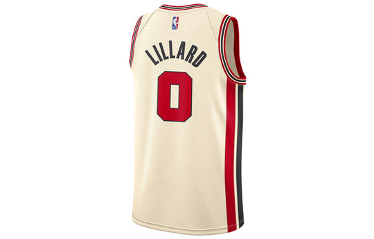 Nike NBA Training Sports Basketball Jersey/Vest SW Fan Edition 19-20 Season Portland Trail Blazers Lillard 0 Creamy White AV4668-121