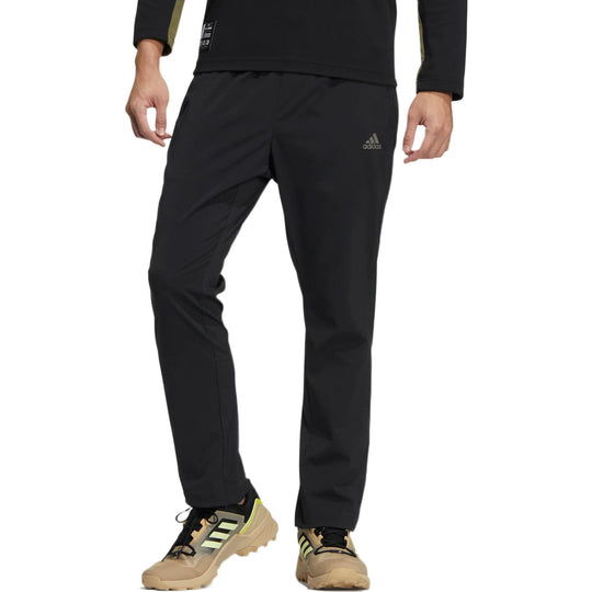 Men's adidas Solid Color Logo Breathable Straight Sports Pants/Trousers/Joggers Black HM3814