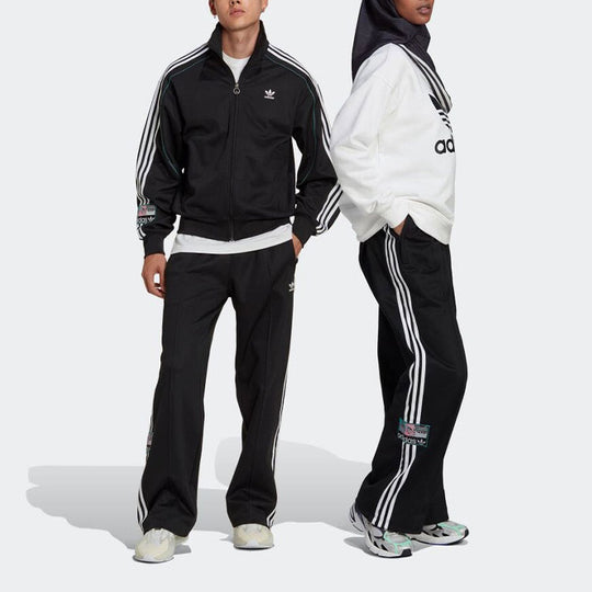 adidas originals SS22 Logo Printing Stripe Sports Pants/Trousers/Joggers Japanese Version Black HS2631