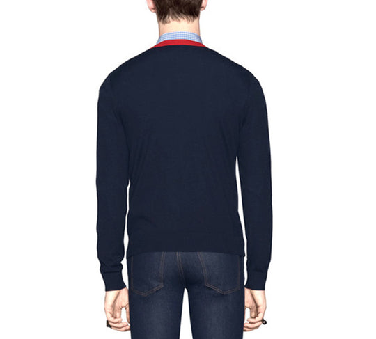 GUCCI Bee Print V-Neck Sweater For Men Navy 431749-X1311-4696