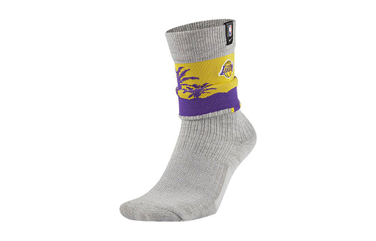 Nike Courtside Los Angeles Lakers Soft Knit Sports Socks Couple Style One Pair dark grey Gray CK6901-063