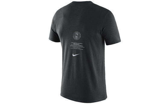 Men's Nike Brooklyn Nets Casual Printing Round Neck Short Sleeve Black T-Shirt CK7938-010