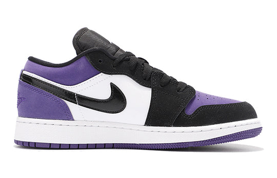 (GS) Air Jordan 1 Low 'Court Purple Black Toe' 553560-125 Big Kids Basketball Shoes  -  KICKS CREW