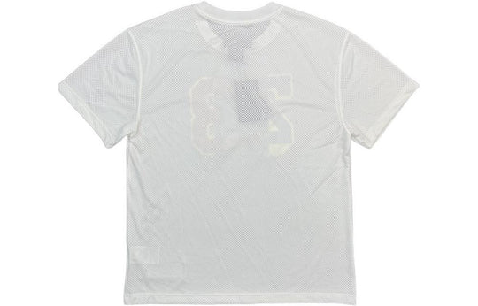 Men's Air Jordan SS22 DNA Colorblock Numeric Printing Mesh Breathable Short Sleeve White T-Shirt DJ6387-100