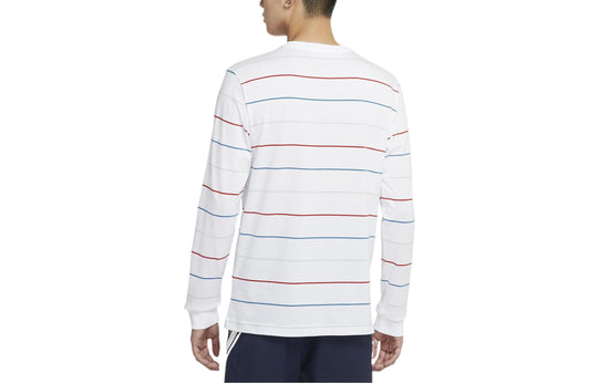 Nike Multicolor Stripe Logo Micro Mark Tennis Casual Long Sleeves White DJ2808-100