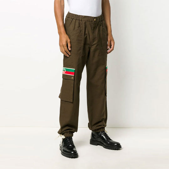 Gucci GG Striped Cotton Trousers For Men Brown 623986-XDBA7-2002 Casual Pants - KICKSCREW