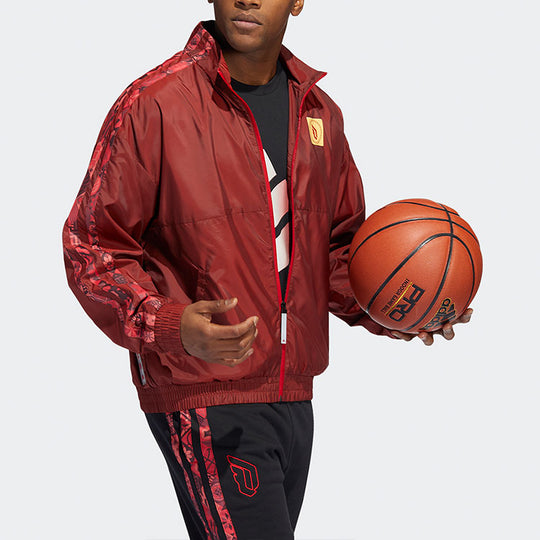 Men's adidas CNY Logo Basketball Sports Jacket Red HF5880