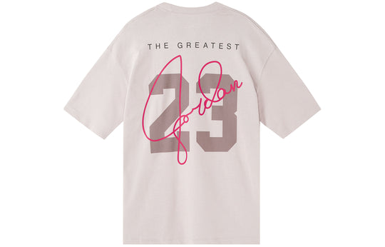 (WMNS) Air Jordan Essentials Logo Alphabet Printing Round Neck Loose Short Sleeve Pink T-Shirt DM3245-286