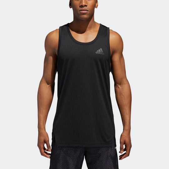 Men's adidas Solid Color Logo Sports Sleeveless Basketball Jersey/Vest Black DM7567