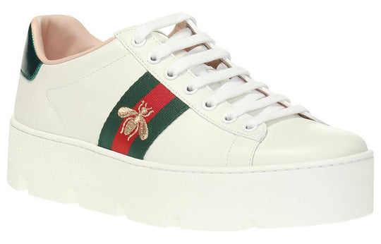 (WMNS) Gucci Ace Embroidered Platform 'White' 577573-DOPE0-9064