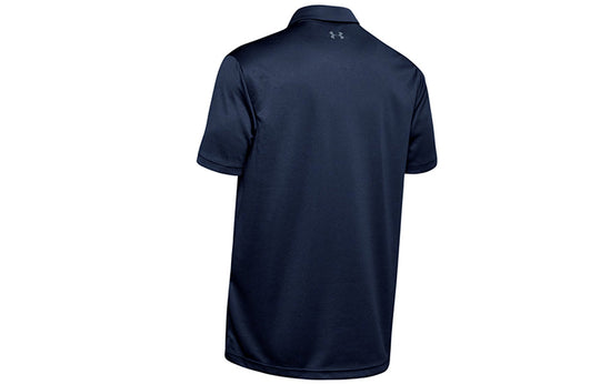 Men's Under Armour Tech Golf Sports Loose Breathable Short Sleeve Polo Shirt Navy Blue 1290140-410