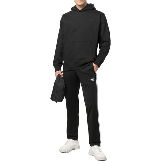 Men's adidas originals Solid Color Logo Hooded Long Sleeves Black HK0314
