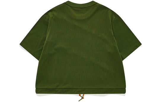 FILA FUSION Splicing Stripe Printing Loose Sports Short Sleeve Green T11W139120F-DG