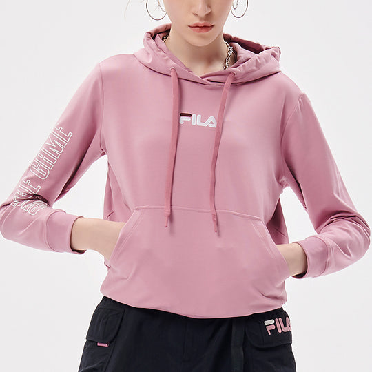 FILA FUSION Logo Embroidered Solid Color Sports Hoodie Pink T11W133204F-PK