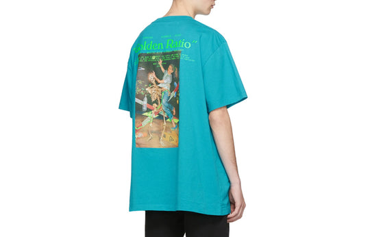 Men's OFF-WHITE C/O VIRGIL ABLOH Skeleton Painting Short Sleeve Loose Fit Blue T-Shirt OMAA038R201850143988 T-shirts - KICKSCREW