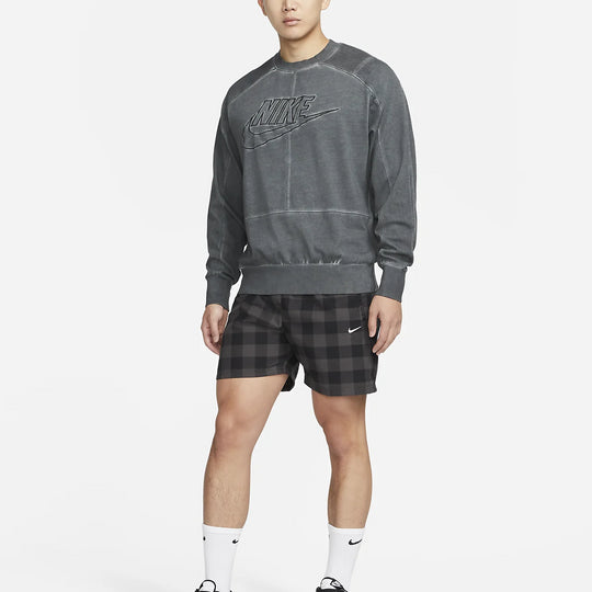 Nike Plaid Straight Casual Shorts Black Gray DQ5187-010