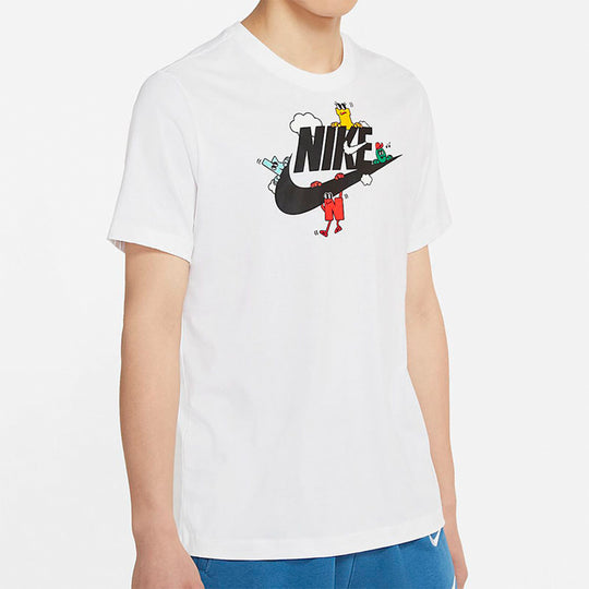 Nike Graffiti Logo Printing Round Neck Short Sleeve White DJ6295-100