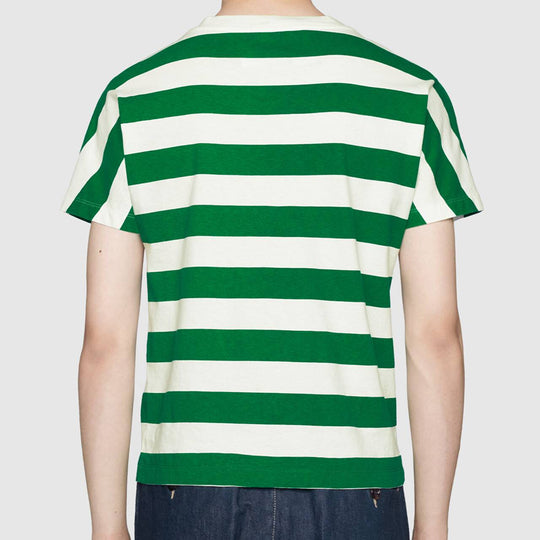GUCCI PiGGy Sticker Striped Short Sleeve For Men Green 626986-XJCOP-9762