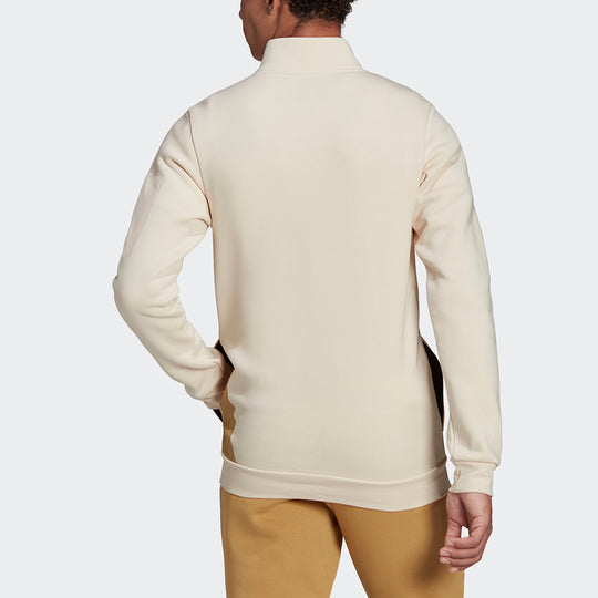 adidas Fleece Jacket M Contrasting Colors Large Logo Sports Creamy White HI1188