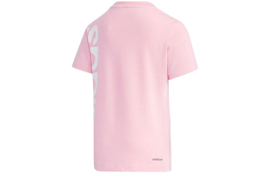 (PS) adidas Brand Tee Set Logo Round Neck Short Sleeve T-Shirt Stripe Straight Shorts Suit Boy Light Pink / College Navy GP0388
