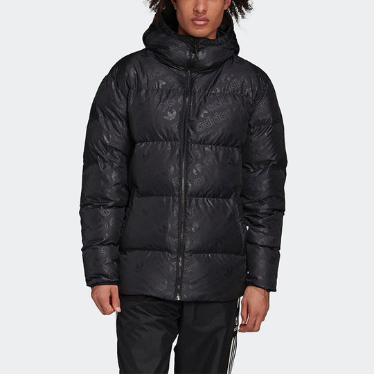 adidas originals H Jacket Down Full Print Reversible Stay Warm hooded down Jacket Black ED5839