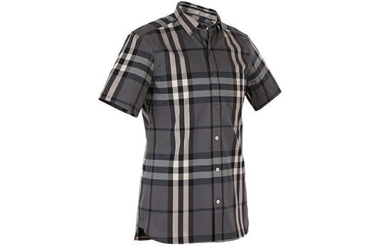 Men's Burberry Plaid Short Sleeve Shirt Gray 40039351