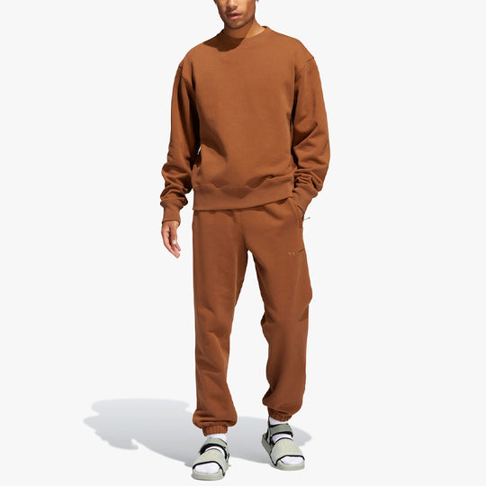 adidas originals x Pharrell Williams Crossover Solid Color Round Neck Pullover Long Sleeves Brown HF9942