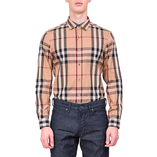 Men's Burberry SS21 Plaid Elastic Cotton Shirt 45575981-KICKS CREW
