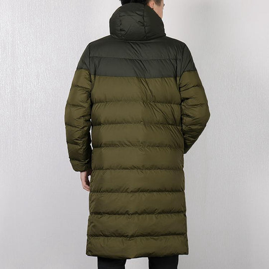 Nike logo long puffer zipped hooded coat 'Olive Green' AA8854-355