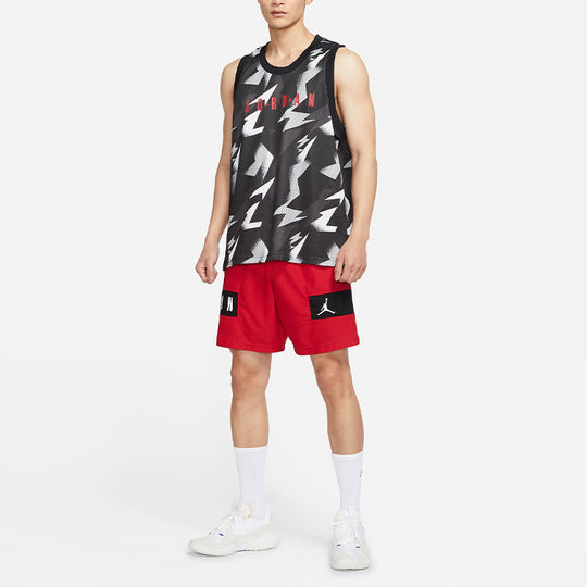 Air Jordan Contrasting Colors Pattern Alphabet Numeric Breathable Training Basketball Sports Vest Black CZ4740-010