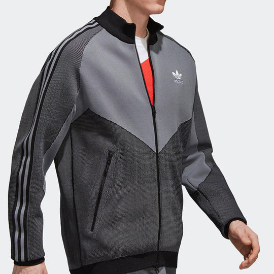 adidas originals Plgn Knitted Track Jacket 'Grey Black' CW5108