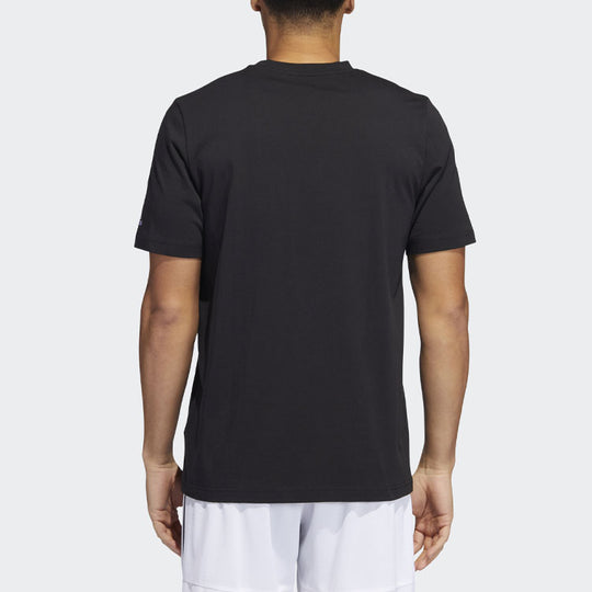 adidas Cartoon Pattern Basketball Sports Pullover Short Sleeve Black HF8164