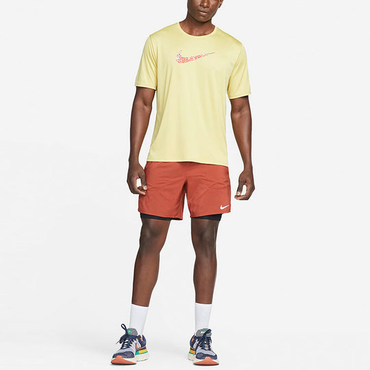 Nike Dri-FIT Wild Run Miler Casual Breathable Running Solid Color Reflective Sports Short Sleeve Yellow DM4816-304