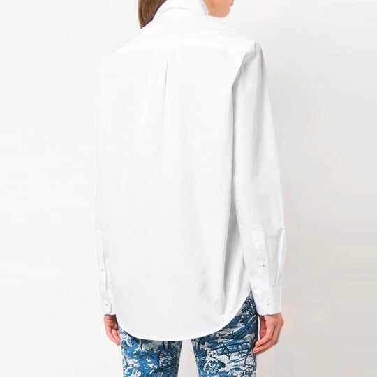 Women's OFF-WHITE Loose Logo Embroidered Long Sleeves White Shirt OWGA031F187440520110 Shirt - KICKSCREW