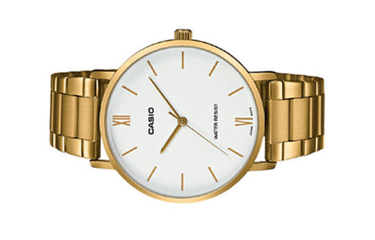 Casio Dress Analog Watch 'Gold White' MTP-VT01G-7B